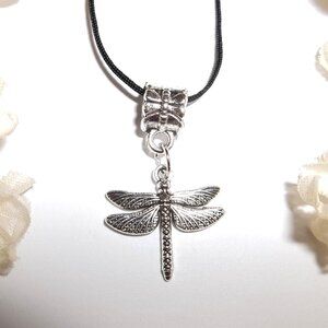 Silver Dragonfly Necklace Pendant Charm Costume Jewelry Gift Idea Unisex C898